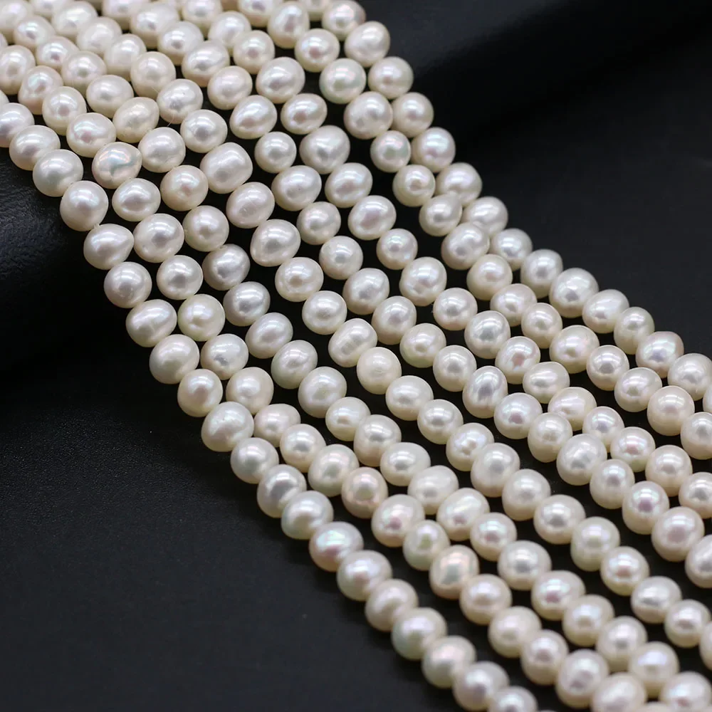 Real 100%Natural Freshwater Pearl Beads White Near Round Loose Pearls For DIY Charm Bracelet Necklace Jewelry Accessories Making
