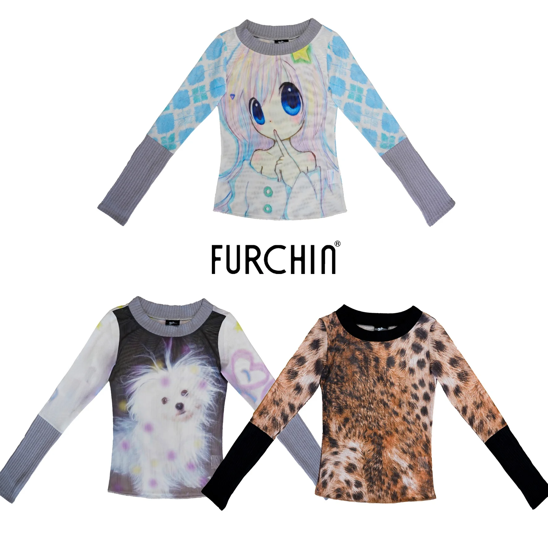 

Женская футболка с длинным рукавом и принтом, круглый вырез, из полиэстера, с леопардовым узором, базовый слой, AW2025