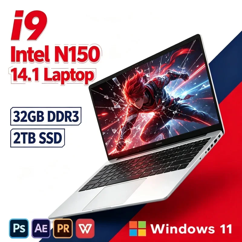 Hot 2026 New 14.1" Ultra Slim Laptop Intel N150 16/32GB RAM 2TB SSD Win11 Office Study Notebook