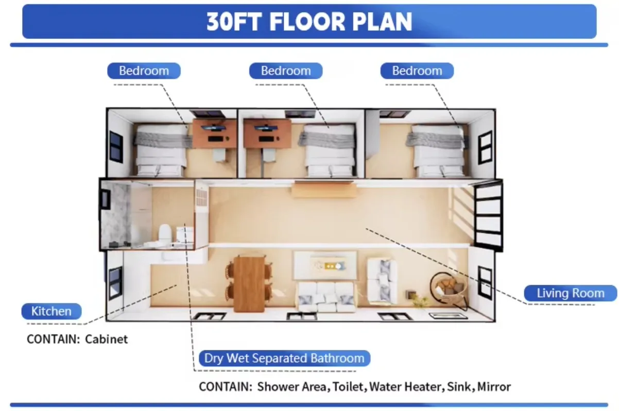 บ้านเคลื่อนที่ 40ft แบบพกพา Tiny House To Live in 2 ห้องนอน Modular Modern Home หรูหราสําเร็จรูปขยายได้คอนเทนเนอร์ House