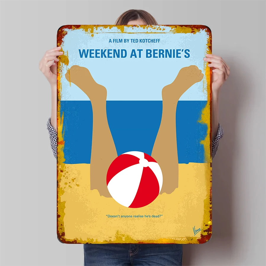 Póster de película de fin de semana en Bernies, pintura de hierro Retro, película de comedia, decoración artística de pared para el hogar y el Bar