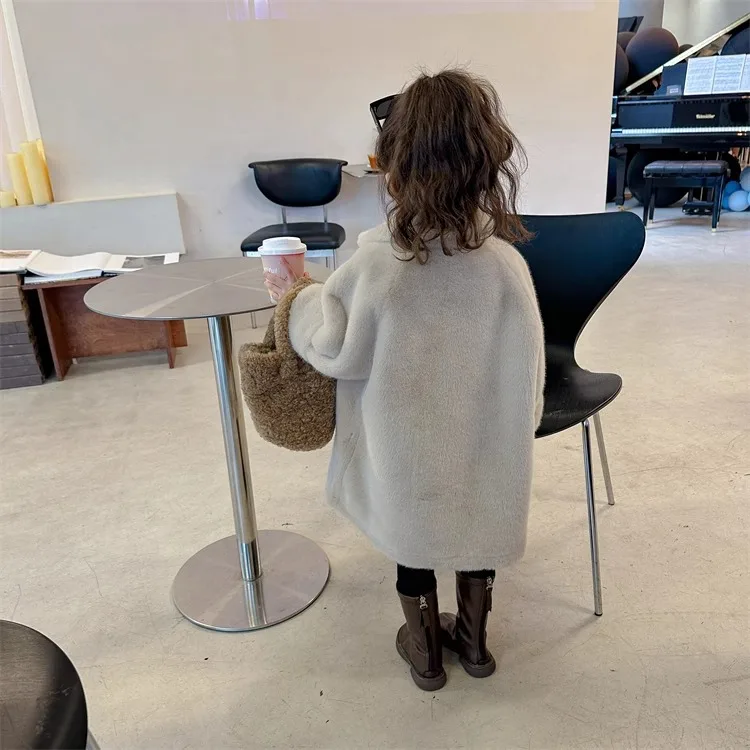 جديد الفتيات معطف الفرو الأطفال تقليد المنك معطف من جلد الغزال الفراء منتصف طول الشتاء العصرية مركب 100-160 سنتيمتر