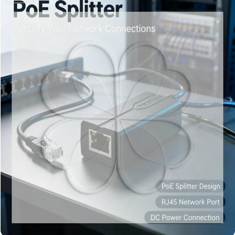 POE Splitter 48V To 12V IEEE 802.3af Output Power Over Ethernet Splitter Adapter Security System (Plug And Play)