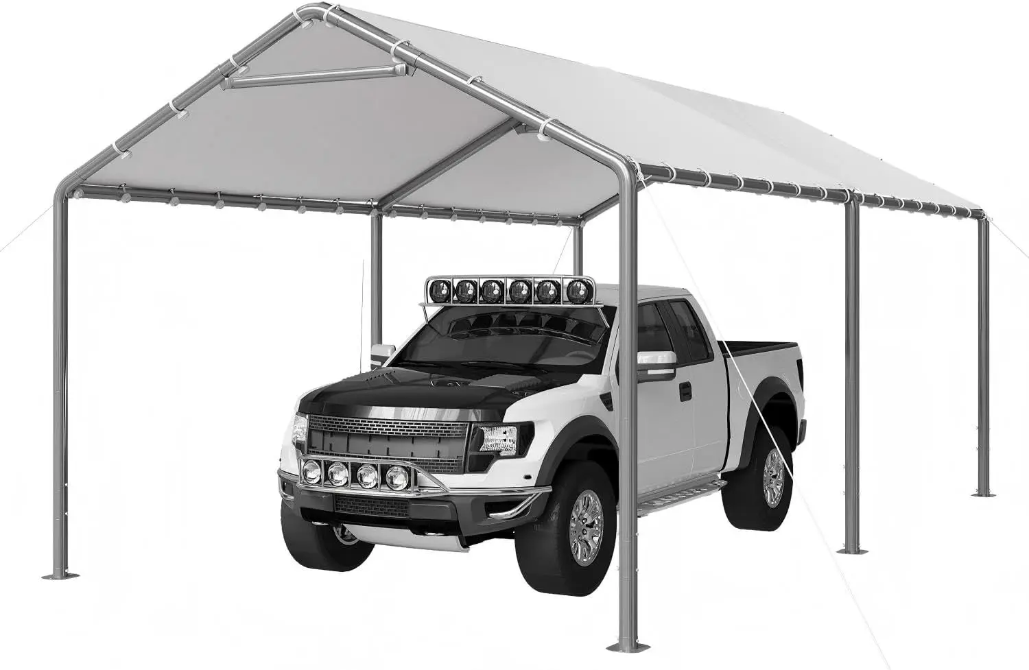 10x20 Heavy Duty Carport Portable Garage Shelter Shed, Steel Frame Waterproof Vehicle Storage Tent with Adjustable Height, Roll Up Doors Removable Sidewalls Outdoor Car Canopy,