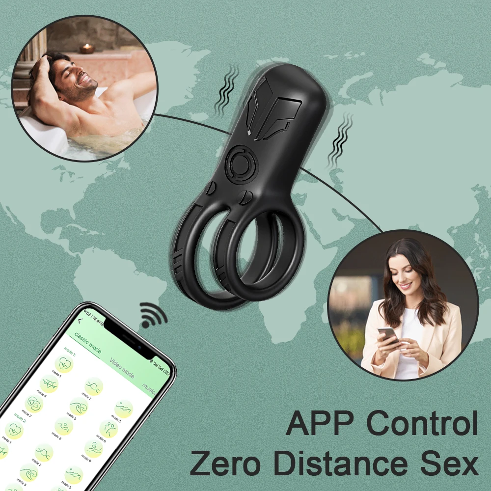 Vibrating Cock Ring for Men Penis Ring with Removable APP Vibrator Ejaculation Delay Clitoris Stimulation Sex Toy for Men