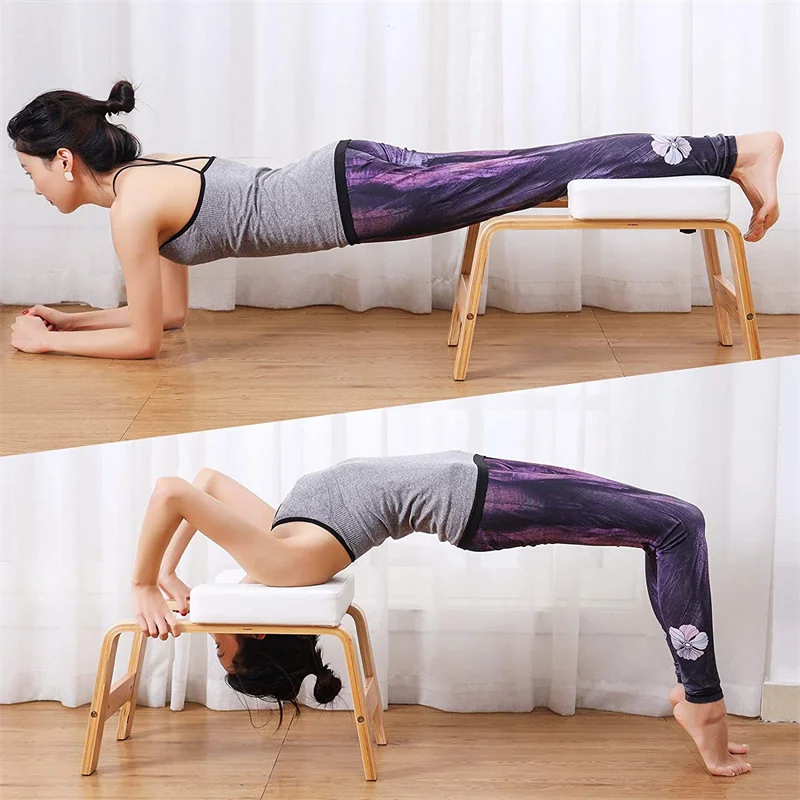 

Wood Wooden Yoga Inverted Handstand Bench Yoga Assistance Auxiliary Training Handstand Chair Home Household Mini Fitness Bench