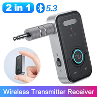 BT5.3 Car AUX Audio Adapter Receiver Transmitter 2 in 1 3.5mm Jack AUX Wireless Audio Adapter For Car Earphones TV Speakers