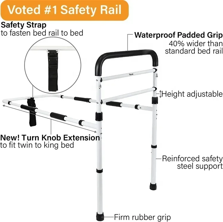 for Safety Bed Handle with Leg Fall Prevention Safety Hand Guard Grab Bar, Bed Rails for Elderly, Adults