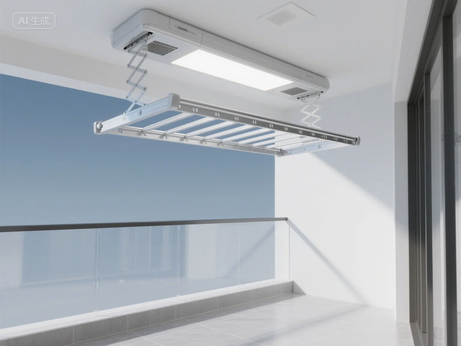 High Quality Ceiling Mounted Aluminum Electric Clothes Drying Rack With LED Lighting Foldable Design Voice Control 35KG Capacity