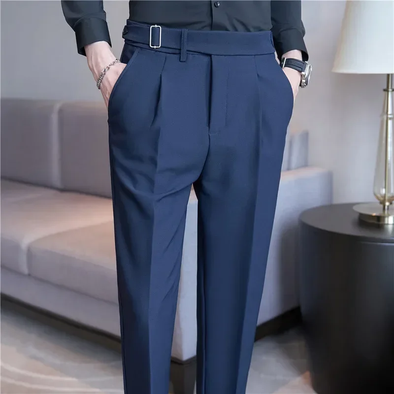Men Suit Pants Trousers 2024 Autumn New British Style Stretch Slim Formal Pantalone Hombre Solid Casual Dress Pants Men Clothing