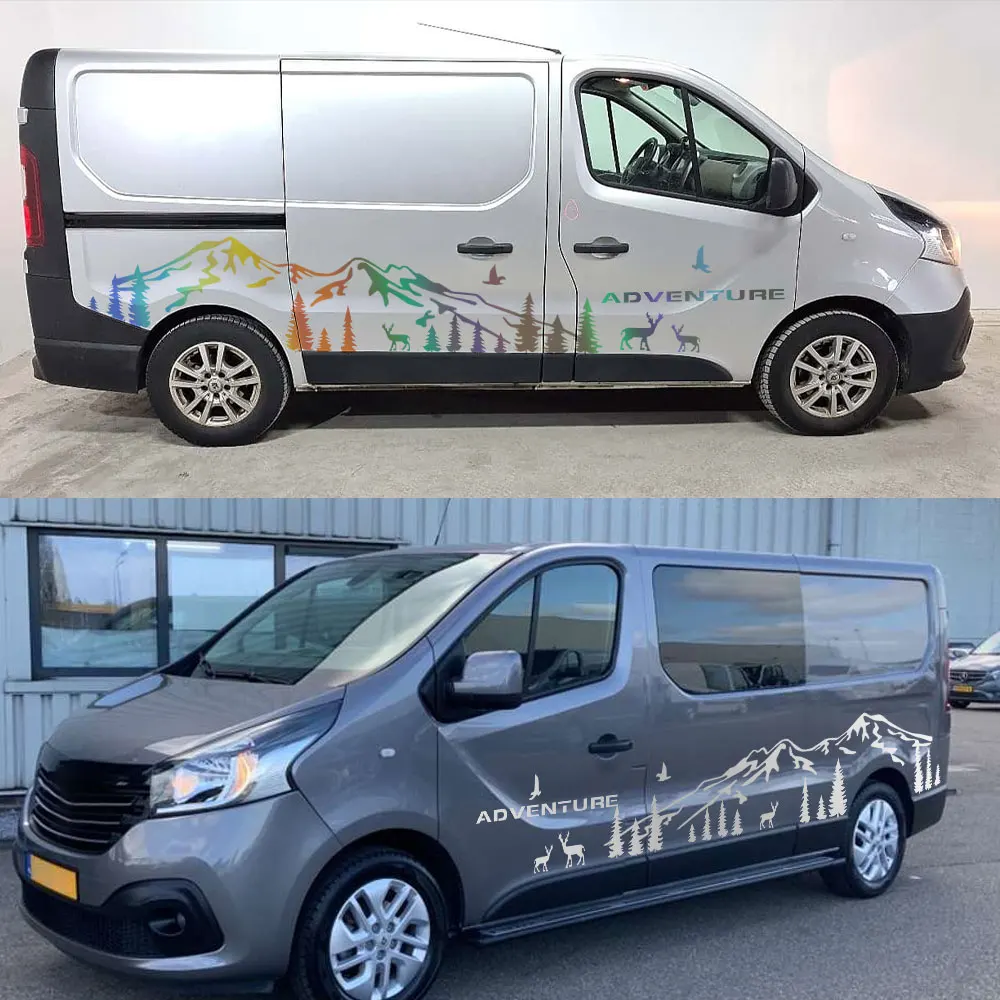 Car Door Side Stickers Camper Van Mountain Graphics Vinyl Film Decals For Renault Trafic 2 3 MK3 MK2 MK1 Tuning Accessories view 4