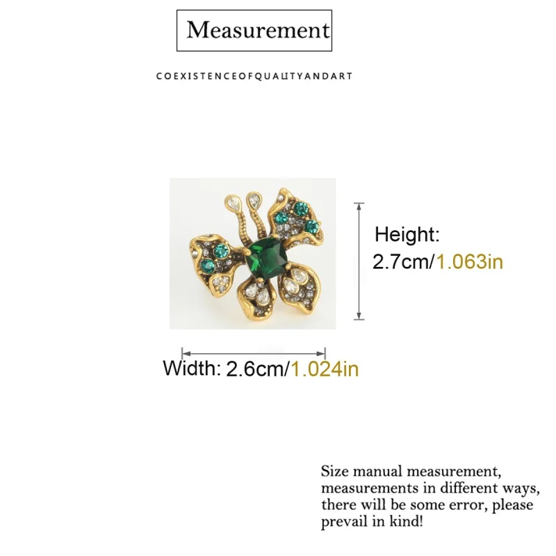 Vintage Green Emerald Butterfly Rings For Woman Luxury Jewelry Girls Fashion Party Brand High Quality Gift Trending 2026 Wedding