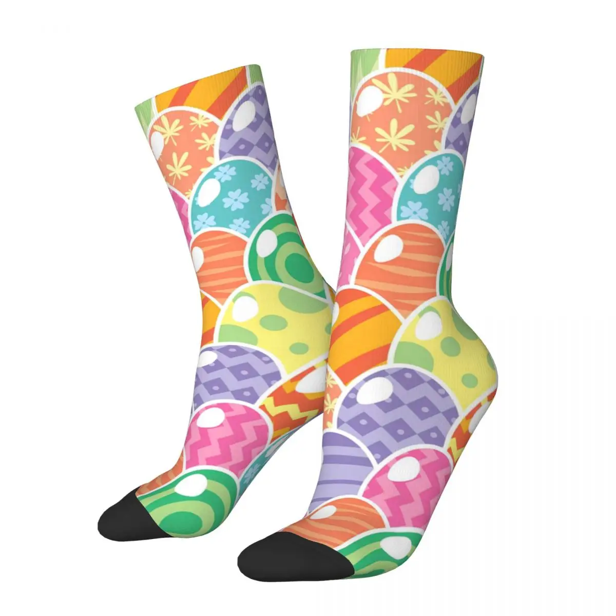 Easter Day Socks Colorful Eggs Print Retro Stockings Female High Quality Running Sports Socks Winter Custom Non Skid Socks