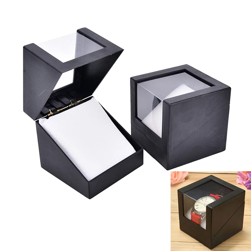 

1Pc Black Wrist Watch Box 78*78mm Transparent Case Valentine's Day Anniversary Gift Plastic Display Storage Holder
