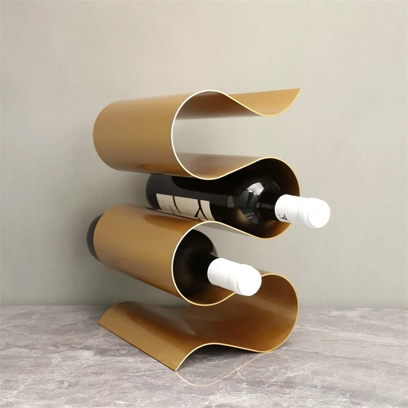 

Modern Metal Twist Shape Wine Holder Decorative Iron Art Winding Bottle Organizer Rest Interior Space Barware Ornament Craft