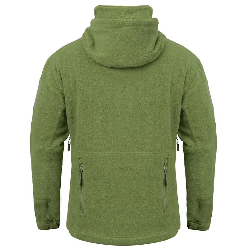 Winter Tactical Fleece Hoodie Jacket Men Warm Outdoor Sport Hooded Coat Multi-Pocket Casual Full Zip Hiking Jacket