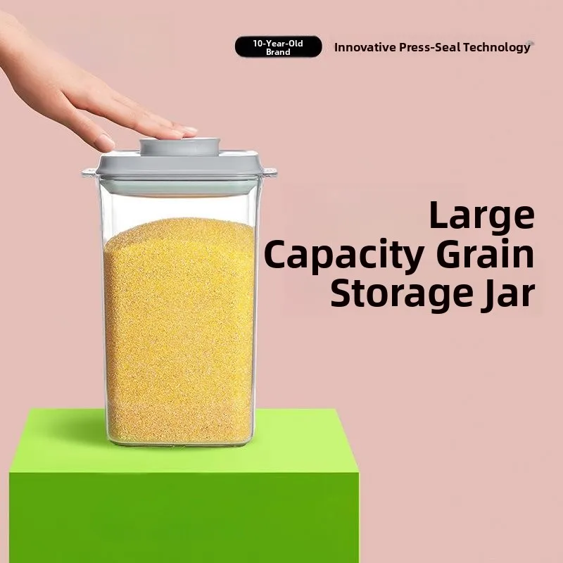 

Kitchen Food Grade Plastic Sealed Storage Canister Large Capacity Set Press Type Closure Grain Storage Box Chinese Style Deco...