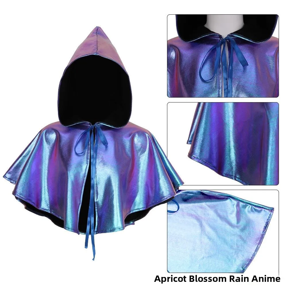 loween Laser Blue  Role-plang Hooded Cloak Sun Protection Clothes iny awl Performance Dopane Outfit Women