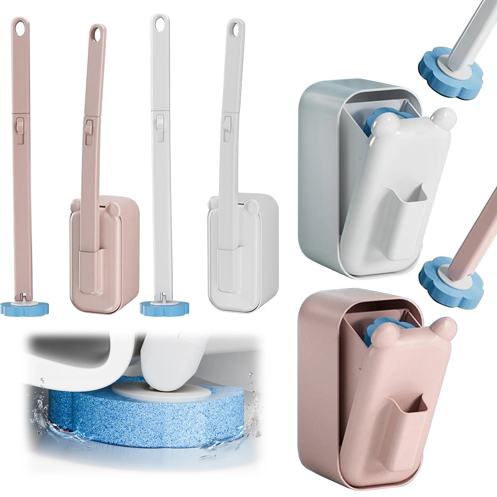

Wall Mounted Toilet Brush with 36 Refill Heads and Holder Bathroom Toilet Bowl Cleaner Wand with Long Handle for Deep Cleansing