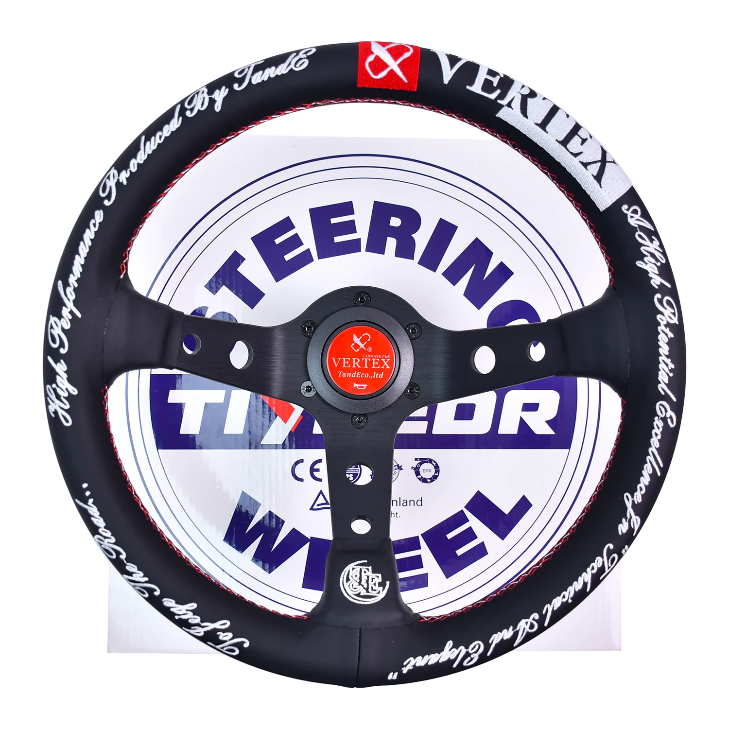 Vertex Car Sport Drift Steering Wheel 320MM Leather Aluminum Alloy Universal Car Accessory Interior Parts Racing Steering Wheel view 3