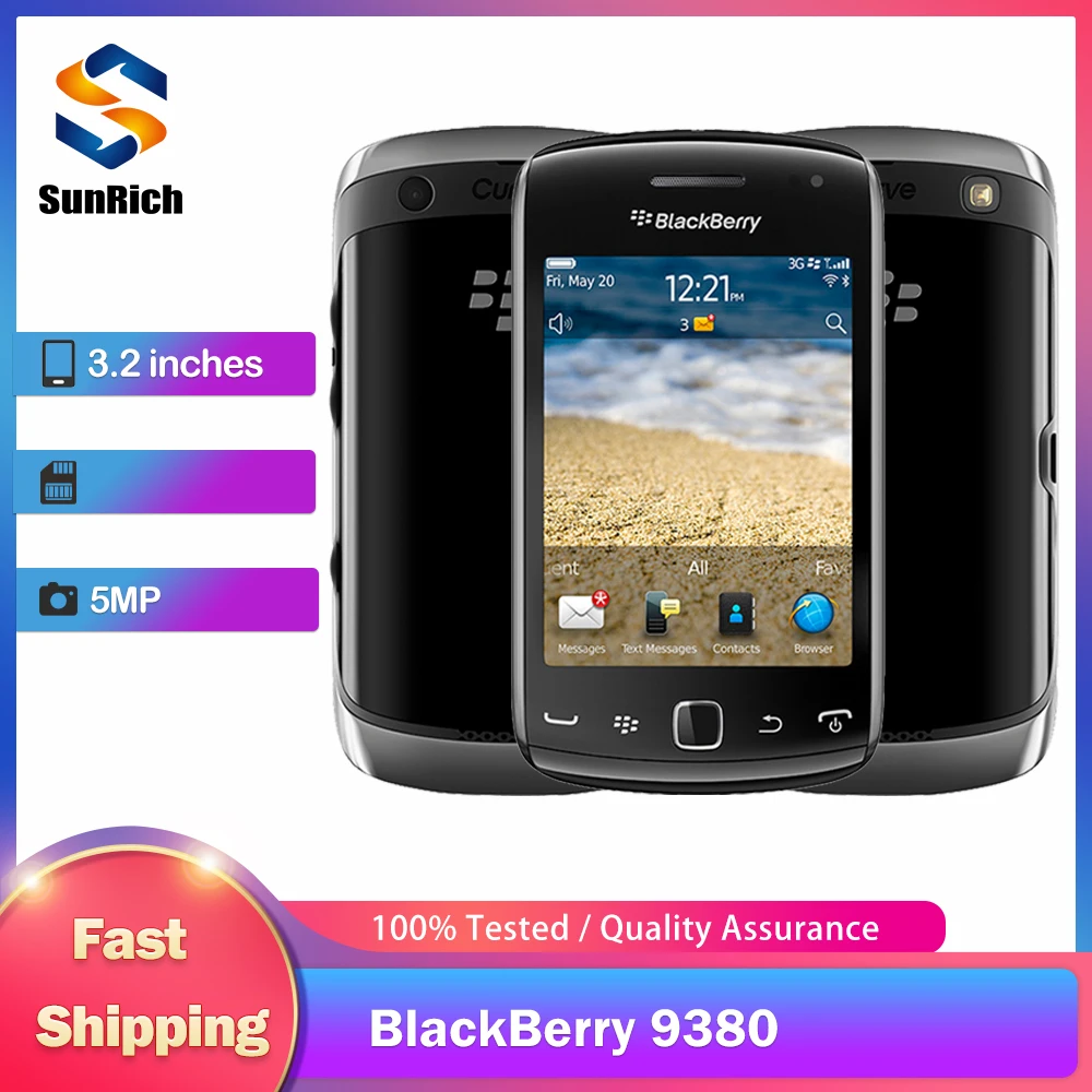 Original Blackberry Curve 9380 3G Mobile Phone 3.2'' TFT Display CellPhone 5MP Camera WIFI BlackBerryOS Smartphone