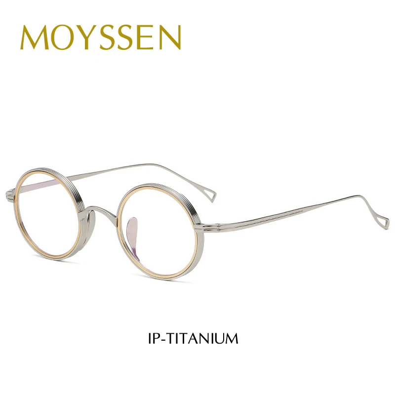 Japan Handmade Men Pure Titanium Round Frame Eyeglasses Women Vintage Circle Insert Optical Myopia Glasses Suit For High Diopter