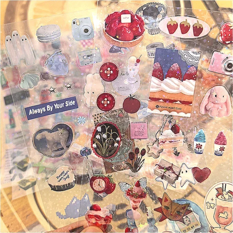 6 قطعة فلاش لطيف PET ملصق Toploder ديكو مجلة مخطط بريق ملصق للهاتف كاميرا كتيب الليزر ملصقات Kawaii هدية #5