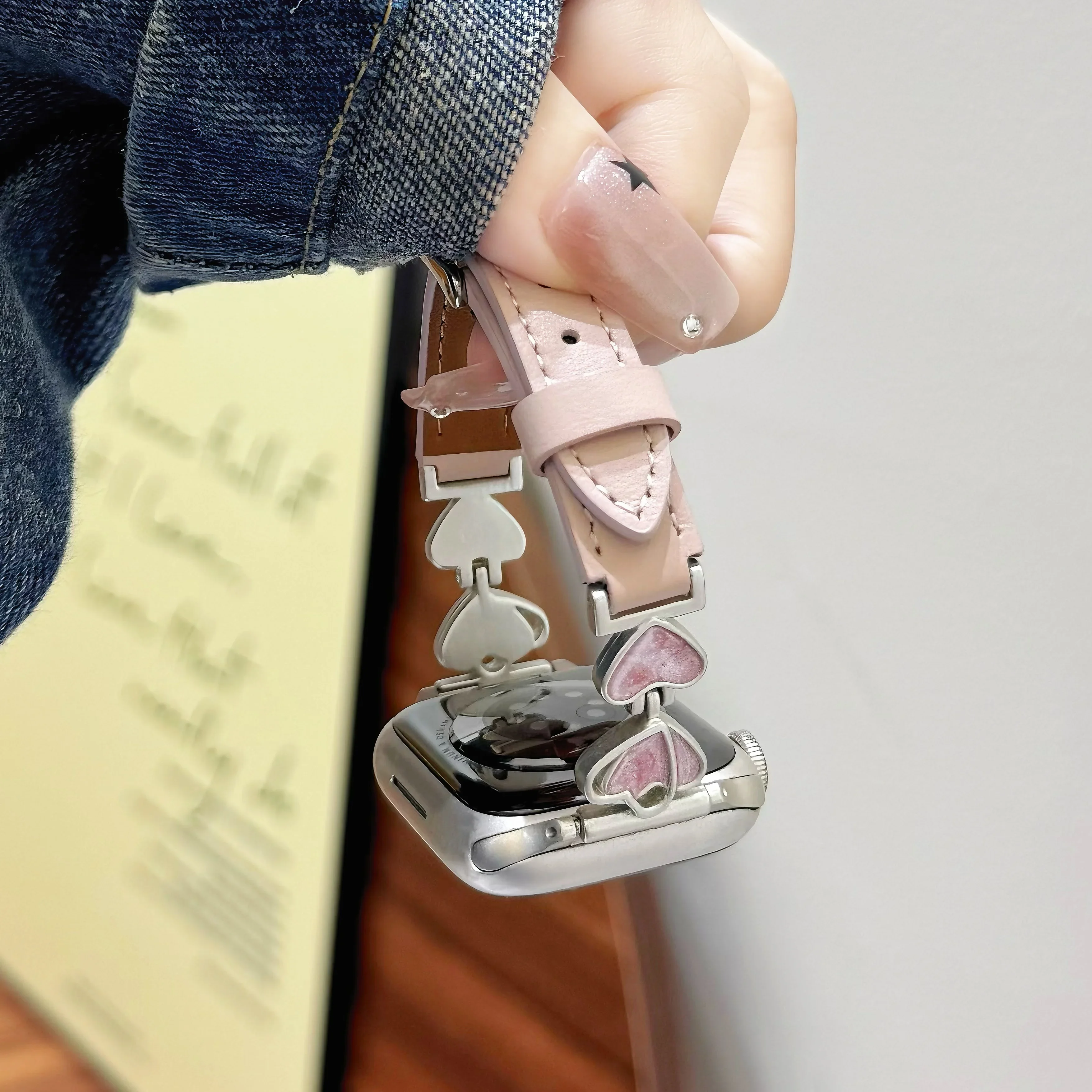 Correa de cuero y Metal para Apple Watch, correa de moda para mujer S10/9/8/7/6/5/4/3 SE 38mm 40mm 41mm 42mm 44mm 45mm 46mm 49mm