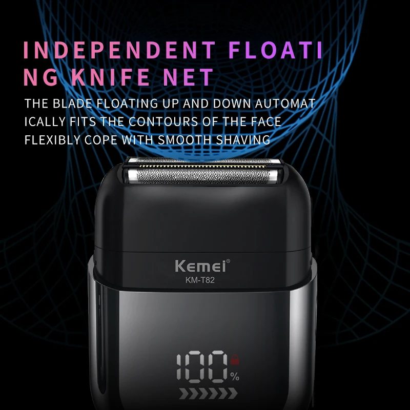 KEMEI km-t82 Afeitadora eléctrica alternante Usb pantalla Digital lavable cortadora de pan de viaje portátil eléctrica profesional