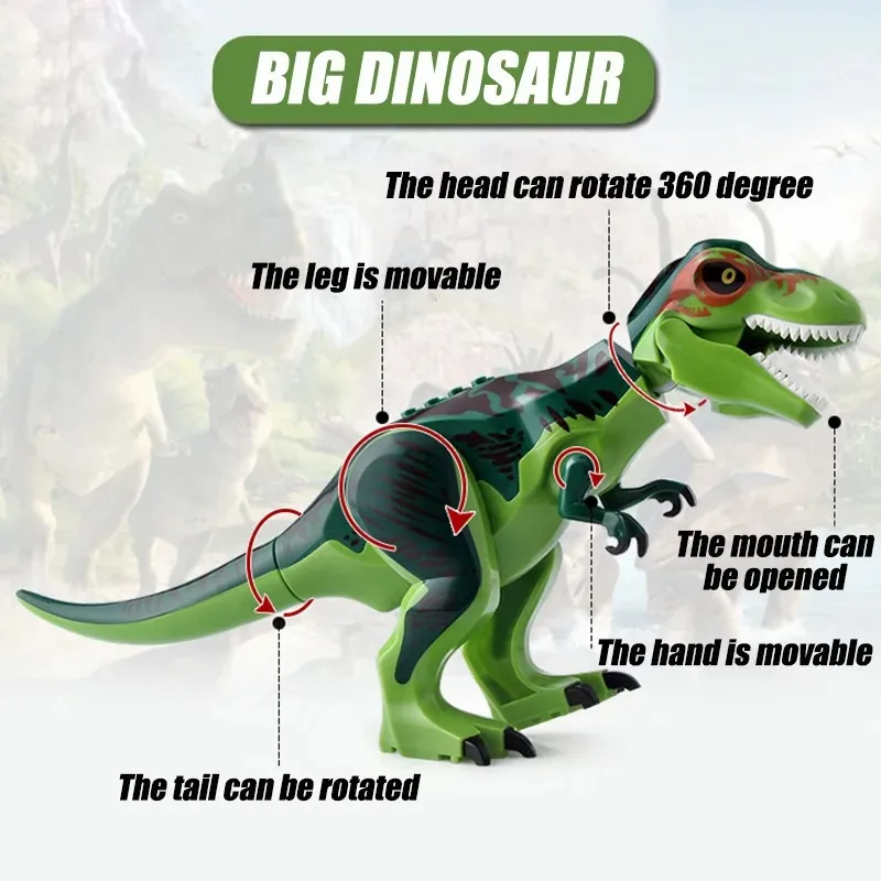 Jurassic Dino World Large Dinosaurs Figures Bricks Building Blocks Velociraptor T-Rex Triceratops Indominus Rex Toys For Kids - view 4