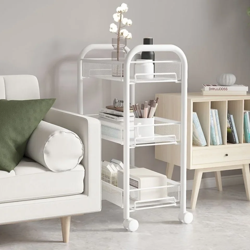 رف تخزين عربة المنزل لغرفة المعيشة رف منظم حديدي متعدد الطبقات لتخزين الحمام عربة متعددة الوظائف بعجلات #2