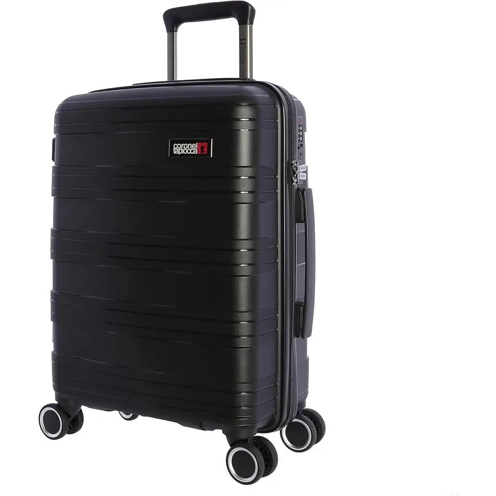 

Compact 55x40x20cm Trolley Suitcase with 4 360º Wheels and Lock, Black/White