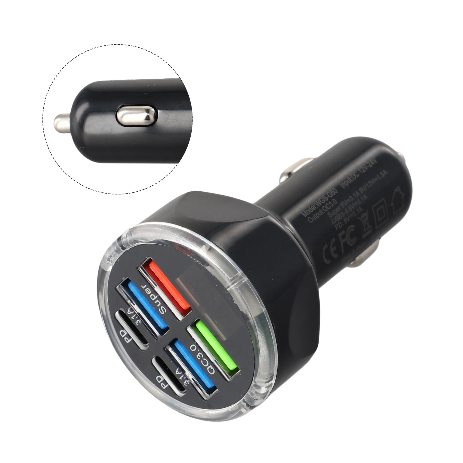 Car Charger LED Display LED Digital Display Car Phone Charger USB Ports Circuit Protection Digital Display Wide Compatibility