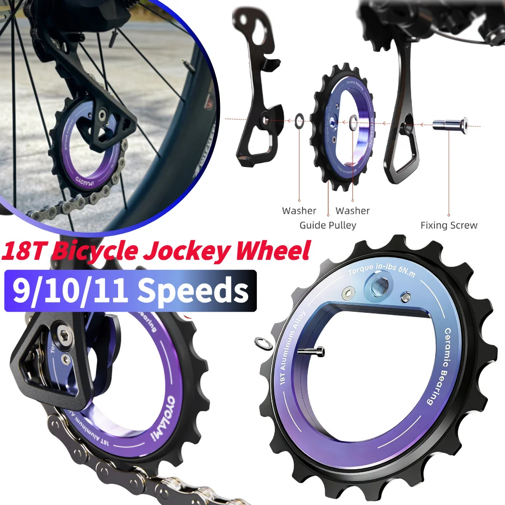 

New 18T Hollow Pulley Wheel Rear Derailleur 9/10/11 Speeds Ceramic Bearing for Shimano R8000 R7000 MTB Road Bicycle Part