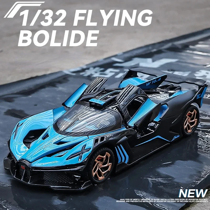 1:32 bugatti bolide liga esporte carro modelo brinquedos diecasts veículo de metal com luz sonora puxar para trás decoração presentes do menino