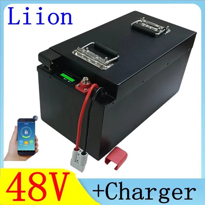 

lithium 48v 100AH lifepo4 battery with BMS for tricycle golf cart inverter Solar energy storage scooter + 10A charger 100K+