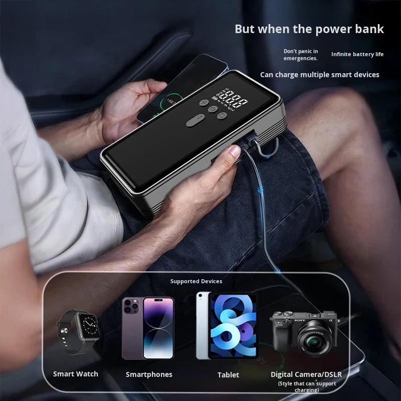 Nowy Model 2025 Uniwersalna Przenośna Stacja Zasilania Rozrusznik Awaryjny do Samochodu Zasilacz Pompa Powietrza Wielofunkcyjny Transgraniczny