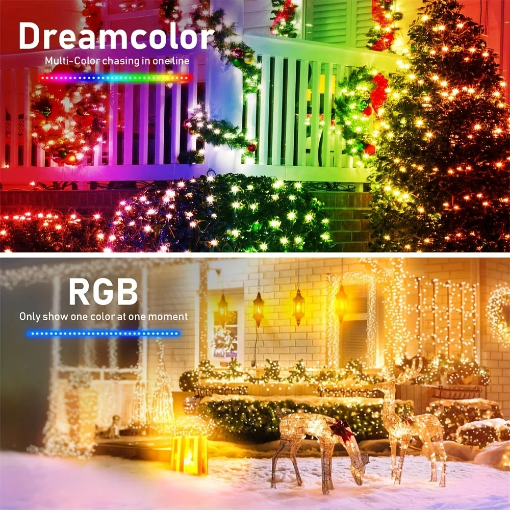 Smart Bluetooth LED Globe Lamp String US Plug Outdoor IP65 Waterproof RGB Fairy Light Strip 5M 33 Lamp Work with Hello Fairy APP