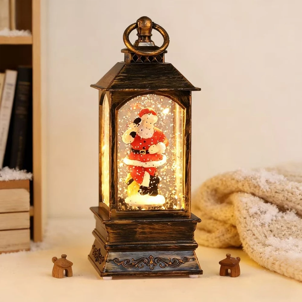 Christmas LED Wind Lights Water-filled Wind Lamp Santa Claus Snowman Square Wind Light Decoration Home Holiday Night Lights Gift