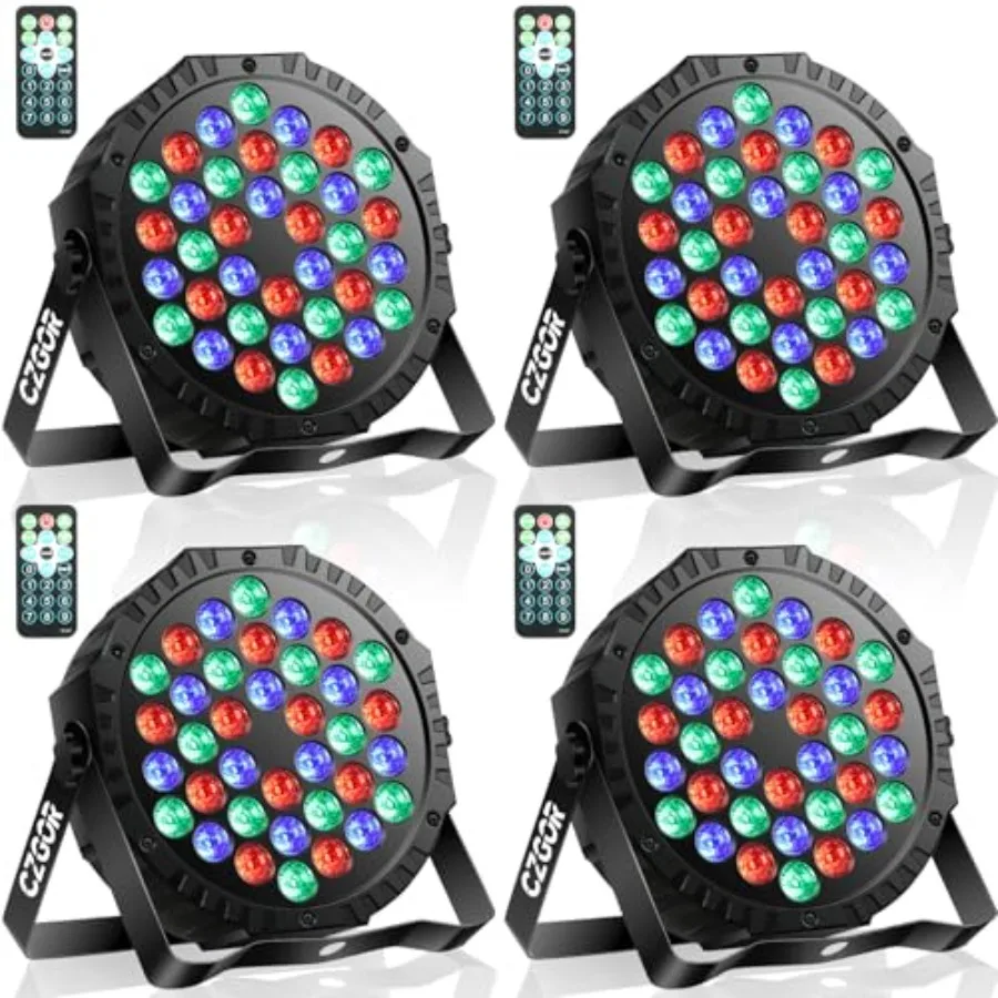 LED Stage Lights 4Pack - 36W RGB DJ Par Light for Party, Remote and DMX with Sound Activated Auto Play by Remote/ DMX Control U
