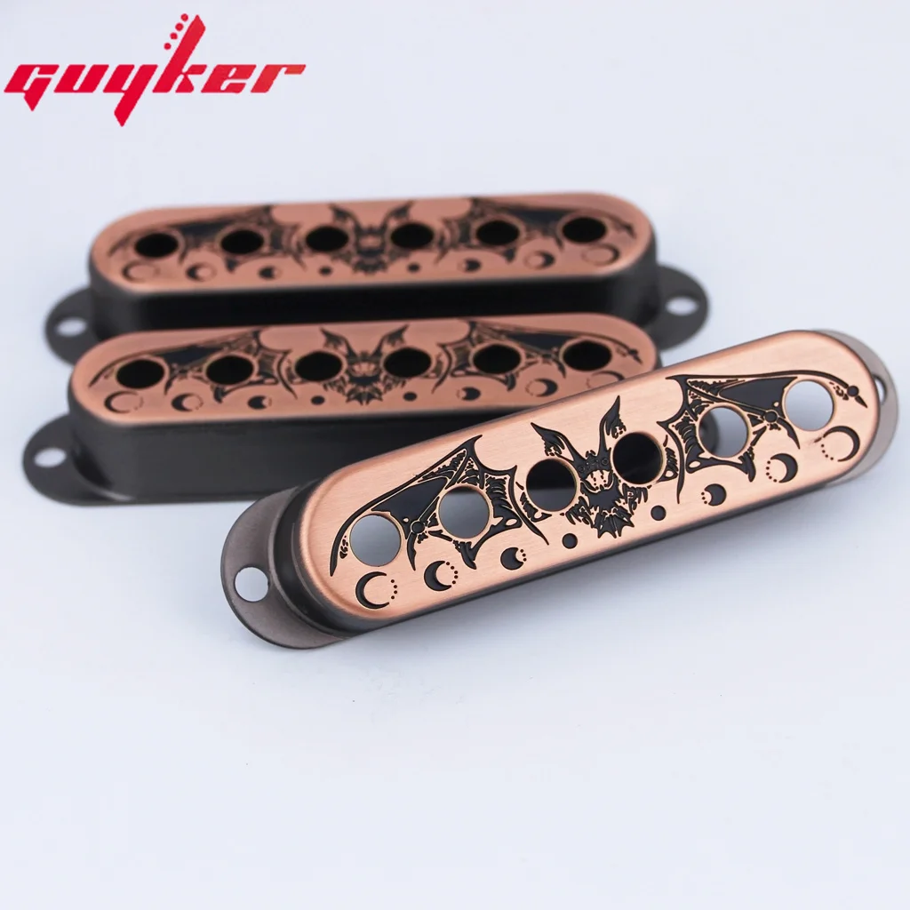 3pcs Single Coil Guitar Pickup Copper Cover 52mm Pole Spacing Bat Pattern Surface Available In Three Colors