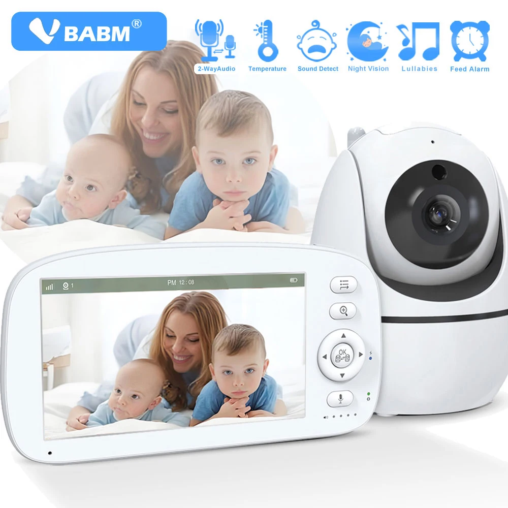 VBABM Baby Monitor Camera Night Vision,5'' Display High-capacity battery,Pan-Tilt-Zoom Video Baby Monitor,2-Way Talk Lullabies