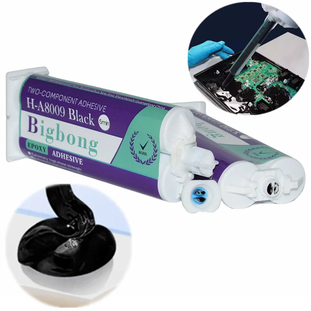 100 Stück 1:1 Epoxidharz-Klebstoff Schwarz AB-Kleber 50ml Zweikomponenten-Strukturklebstoff für 50ml Kartuschenpistole 1:1 Klebepistolen – Detail 3