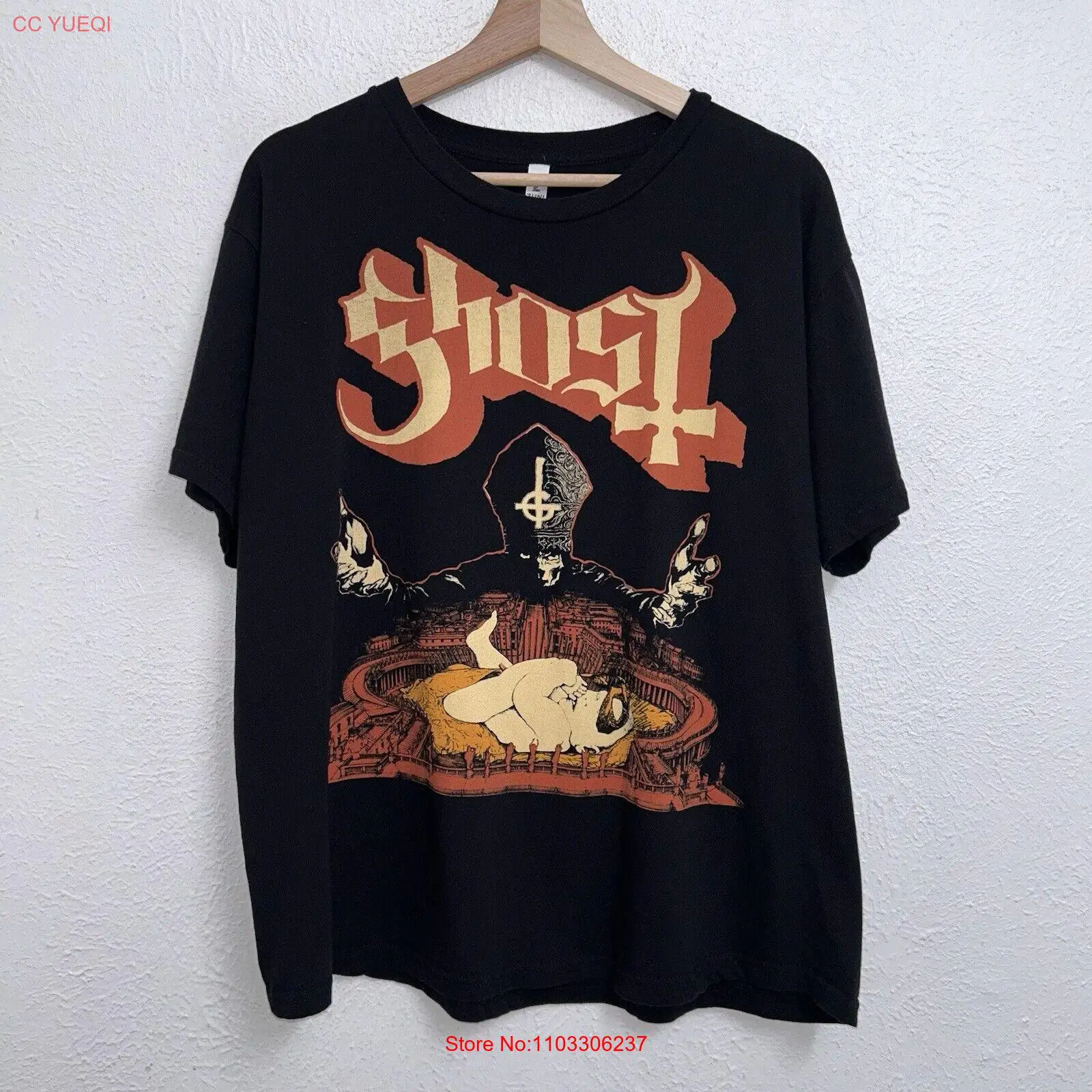 Ghost Infestissumam Grucifix Tee Black T-Shirt Short Sleeve Size Large (Tag XL)