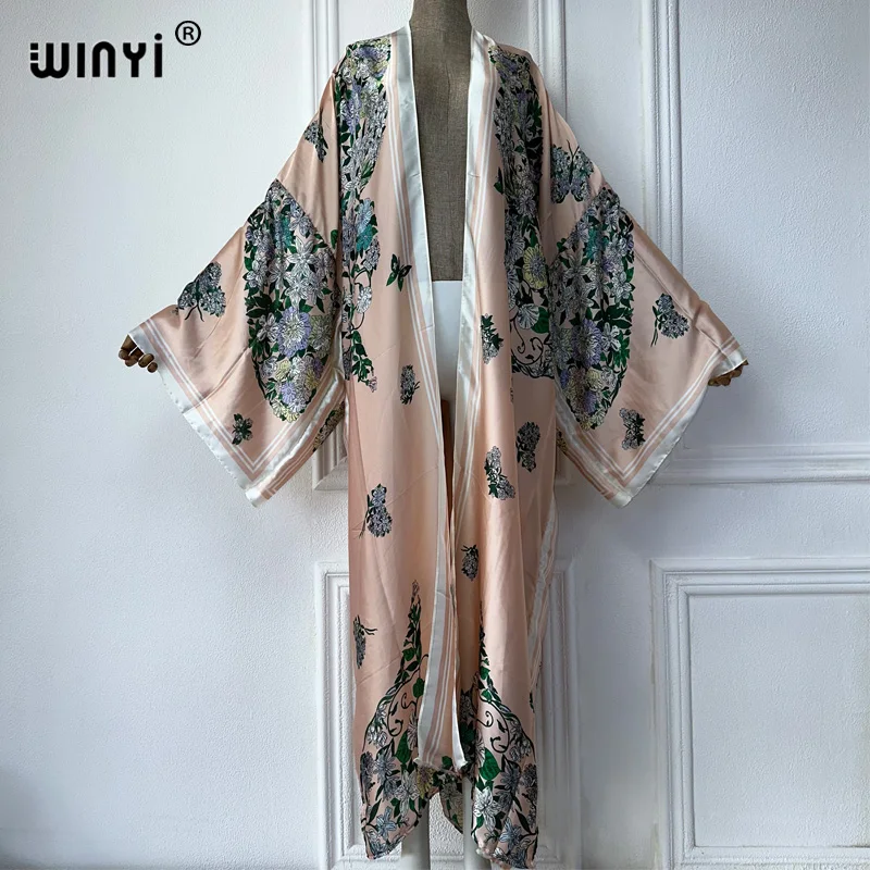 WINYI Kimono Summer boho print Cardigan Female Blouse abaya dubai luxurybeach cover up african dresses for woman party kaftan