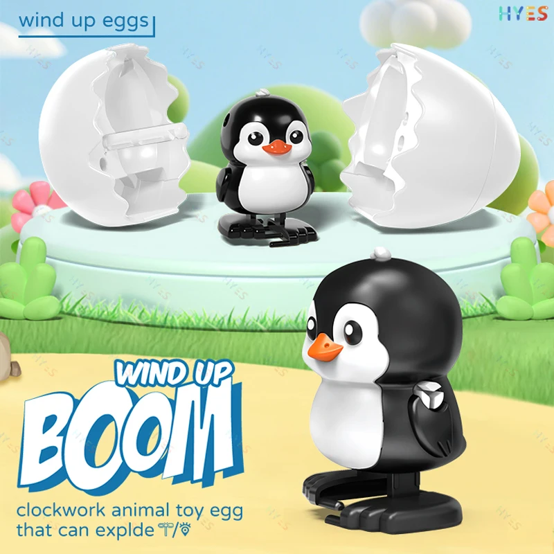 HYES Penguin Egg Crack Walk Wind Up Toys Creative Bounce Pets Egg Incubator Clockwork Toys Cute Fun Kids Toy Gifts for Festival