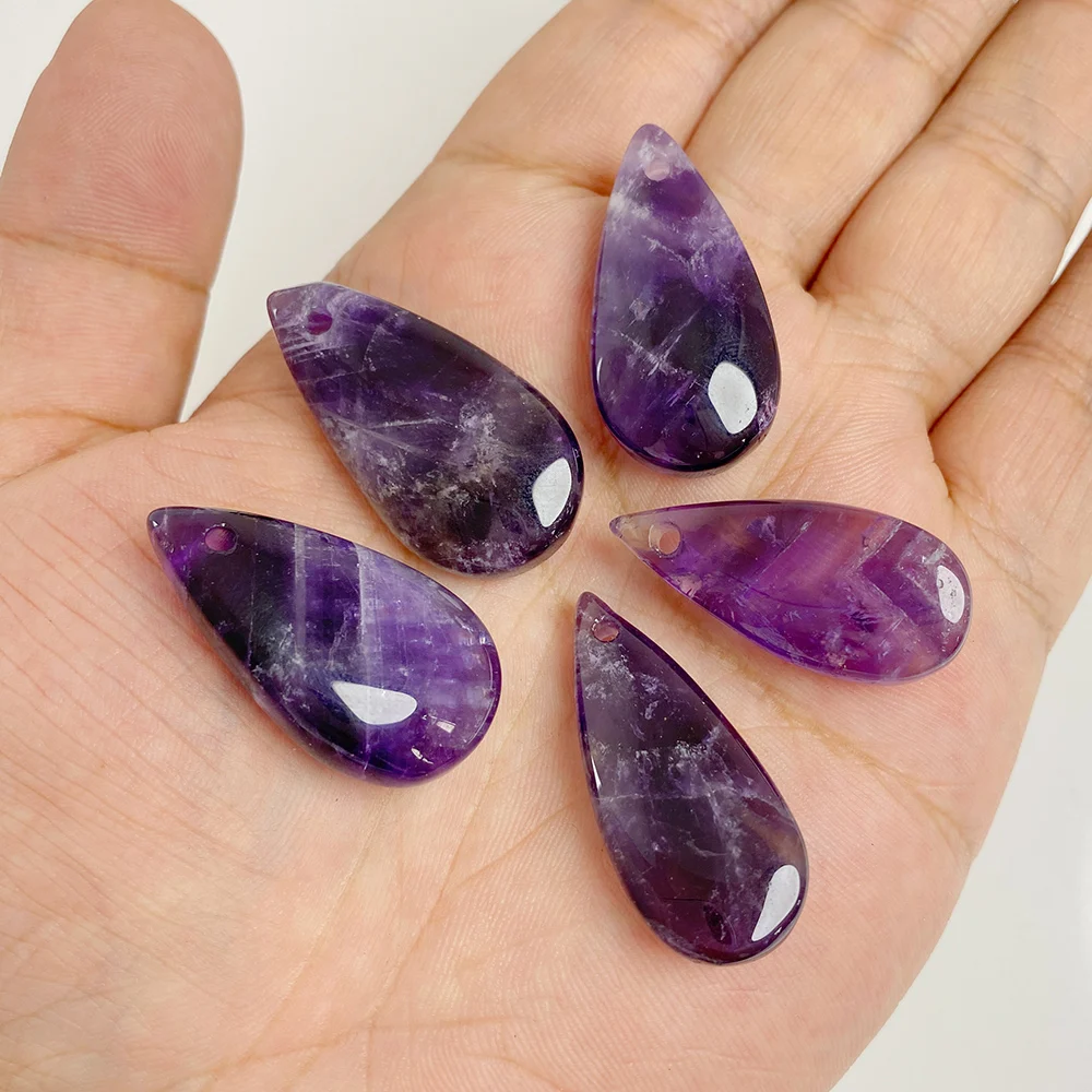 1PC Big Waterdrop Shape Stone Pendant Natural Amethysts Tiger Eye Crystal Charms For Jewelry Making Handmad DIY Necklace Earring