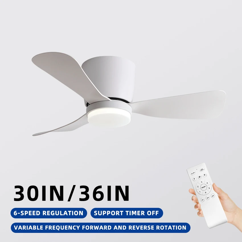 30/36-Inch ABS Blade Ceiling Fan Light | 6-Speed Inverter + 20W LED Dimmable Lighting | Bedroom/Living Room