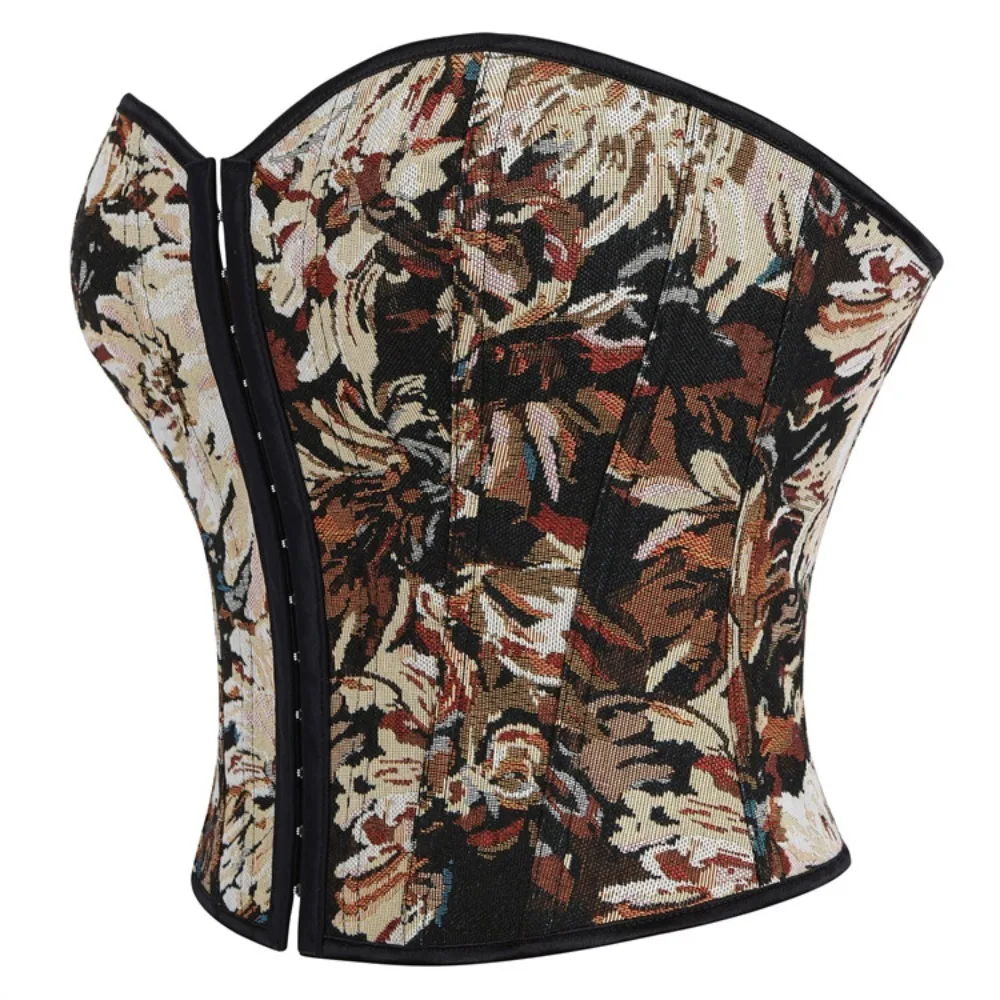 

Sexy Corsets Bustiers Floral Printed Tops For Women Vintage French Style Corset Gothic Body Shaper Lingerie Corselet Boned