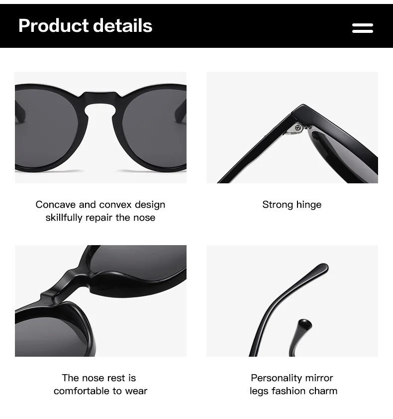 2PCS Neue Stil Von Retro Gläser Runde Mode Mita Sonnenbrille Personalisierte Sonnenbrille JH3053 – Detail 7